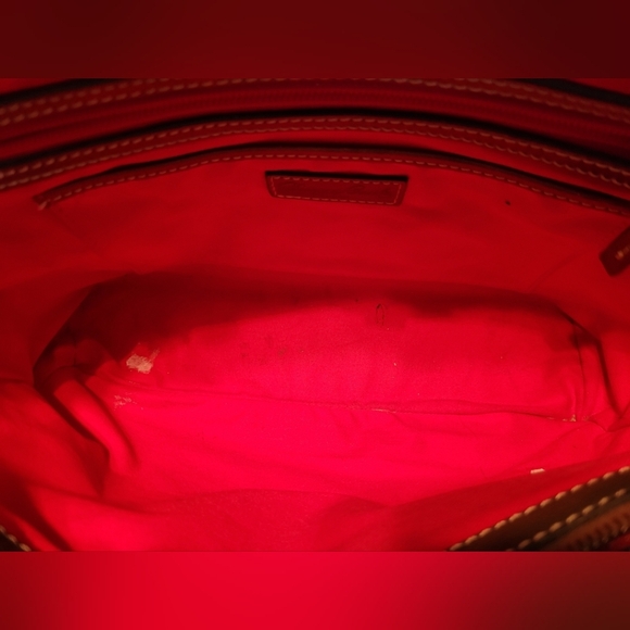 Dooney & Bourke Gray and Red Leather Tote Bag - Picture 9 of 14